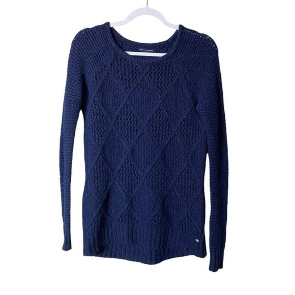 American Eagle Womens‎ Wool Open Knit Sweater Size XS Blue Long Sleeve